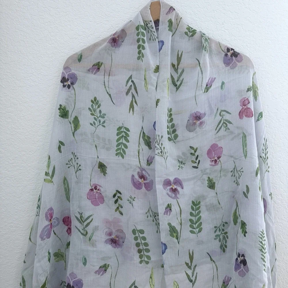 Uncommon Goods Violet Floral Scarf February Forrest Fairy Delicate Feminine Airy